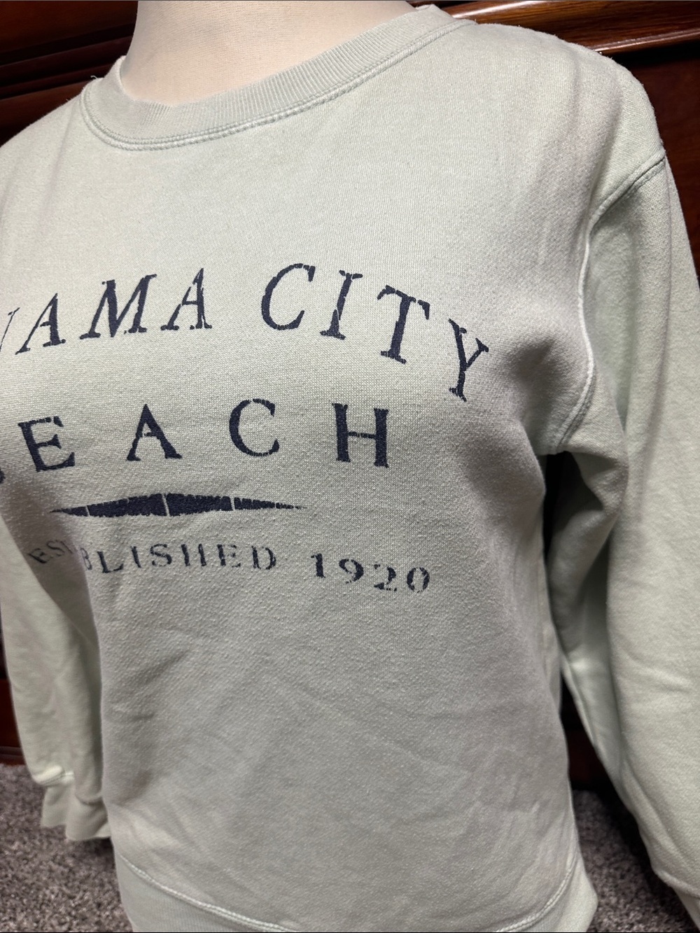 Panama City Beach Light Sage Crewneck Sweatshirt with Navy Print - Picture 3 of 6
